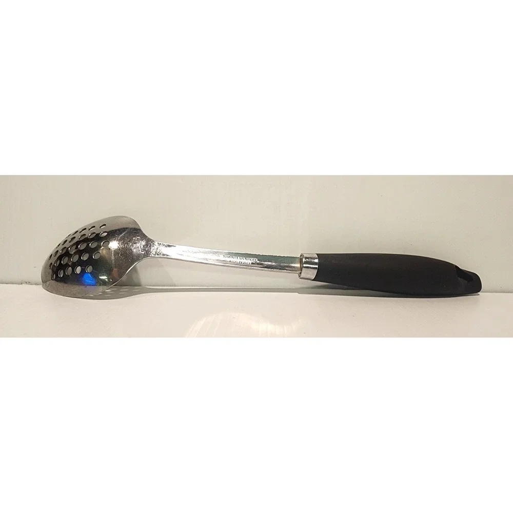 Cuisinart Stainless Steel Slotted Serving Spoon Black Handle Kitchen Utensil